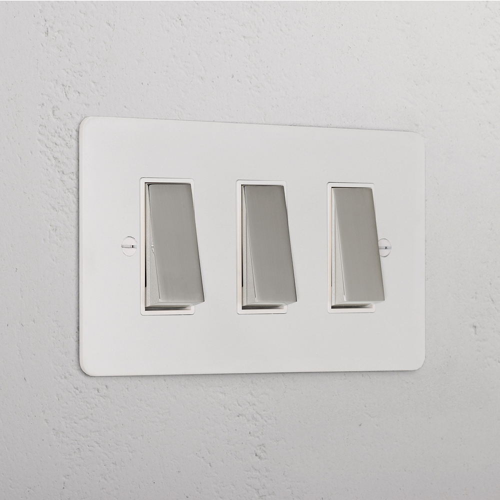 3G Two Way Rocker Switch - Paintable Polished Nickel | White