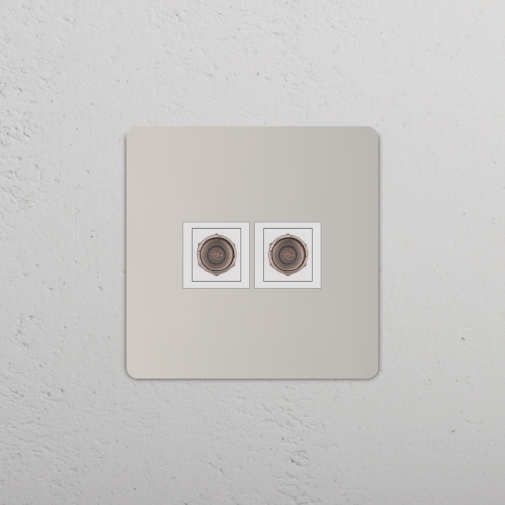 Grove Single 2x TV Socket - Polished Nickel | White