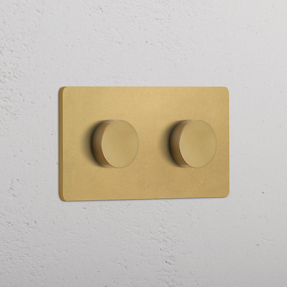 Grove Double 2x Dimmer Switch - Antique Brass