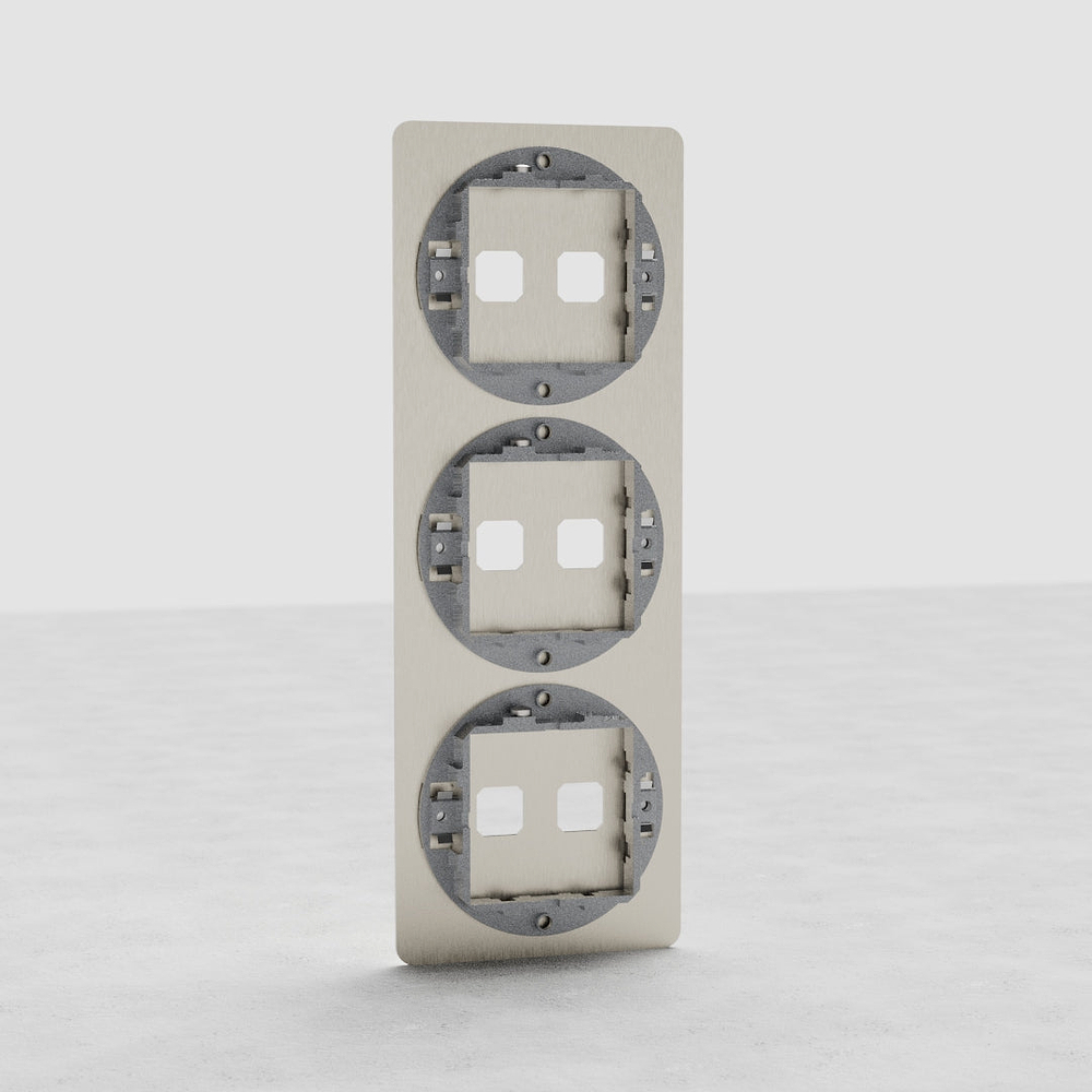 Kew Plaque Insert Interrupteur Verticale x6 (Triple) – Nickel Satiné
