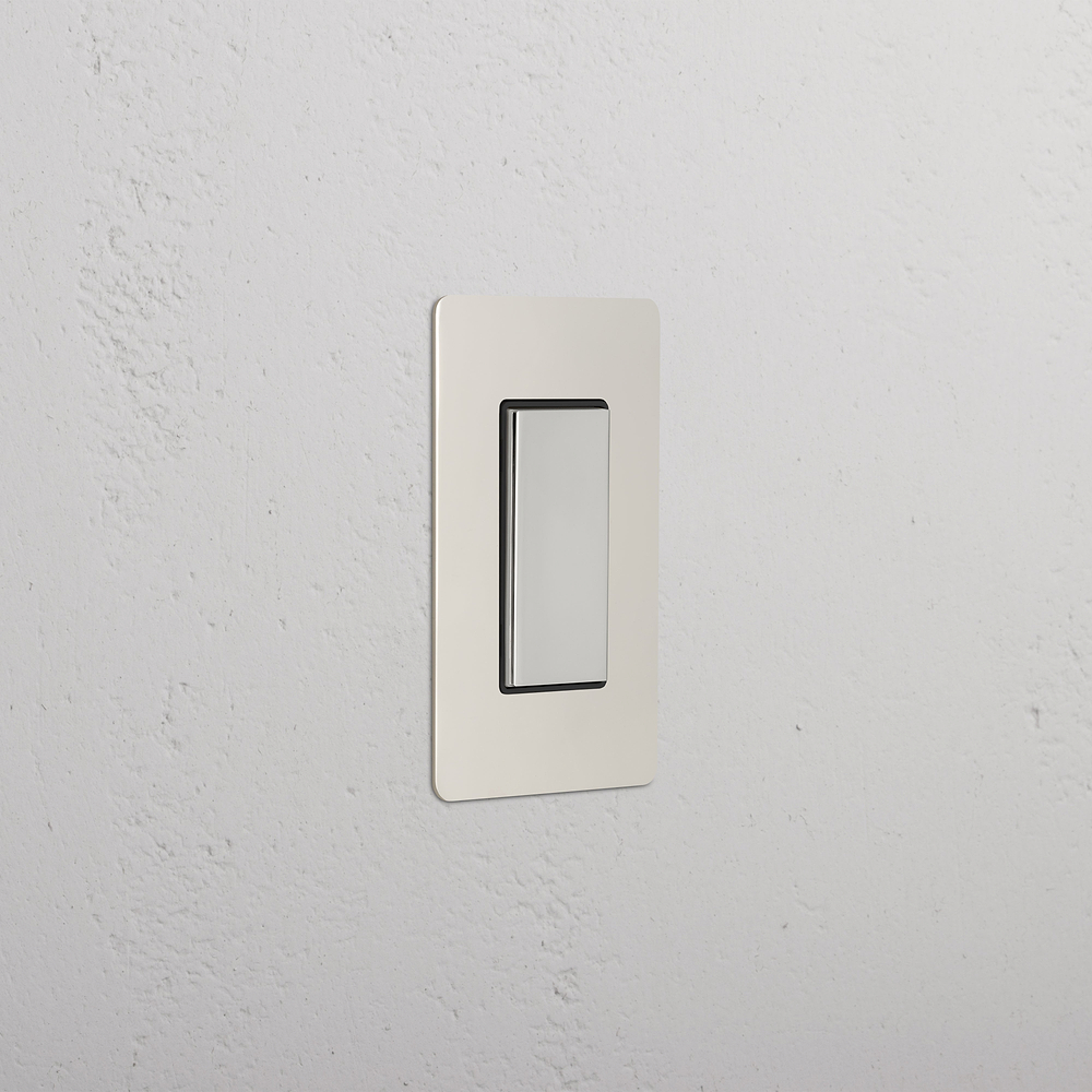 Kew 1G Center Retractive Rocker Switch - Polished Nickel Black