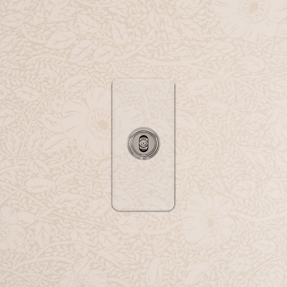 1G Architrave Centre Retractive Toggle Switch - Clear Polished Nickel
