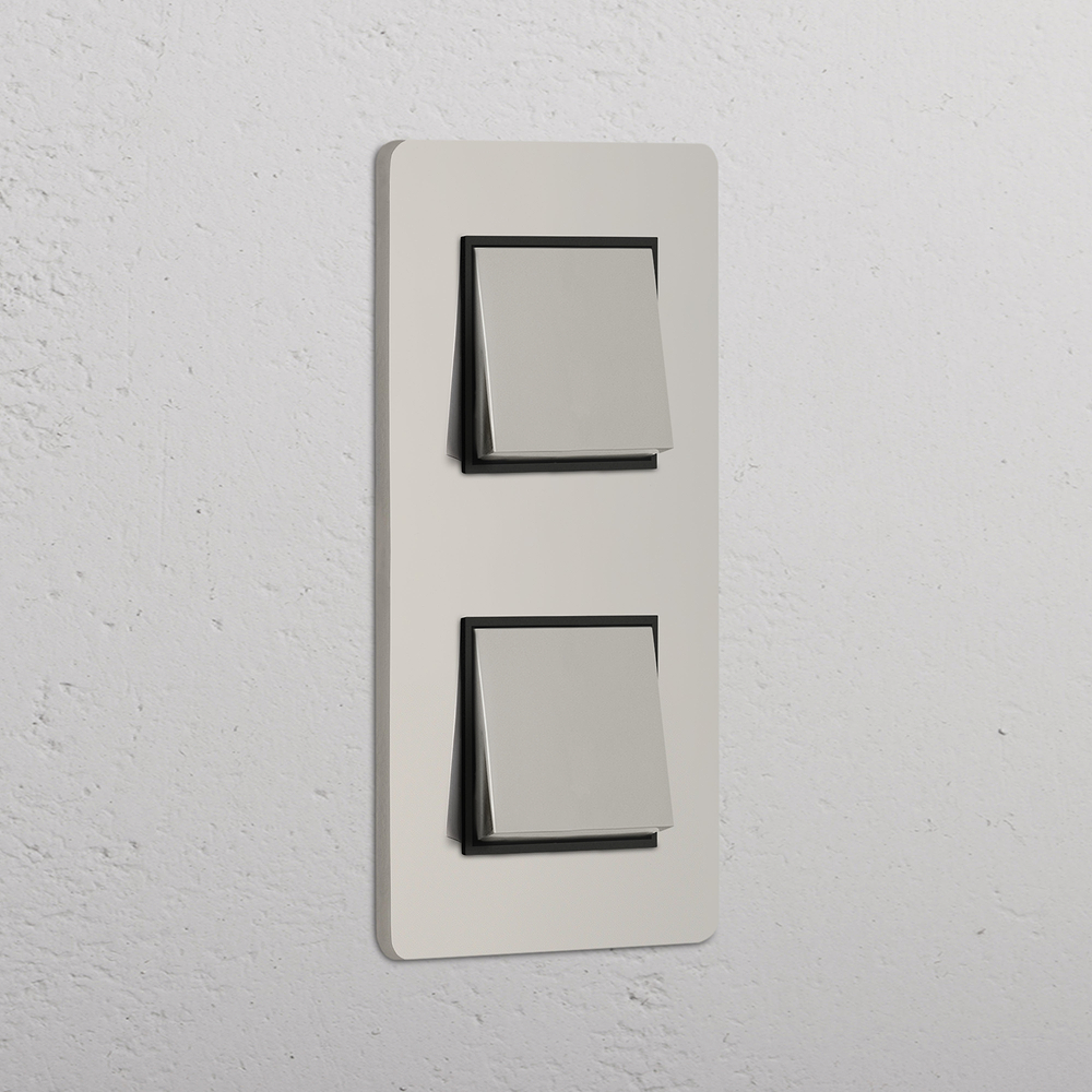 Grove Double 2x Vertical Rocker Switch - Polished Nickel | Black