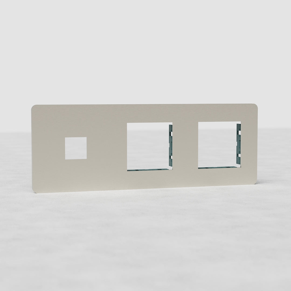 Grove Triple 2x 45mm & Keystone Module Plate – Satin Nickel