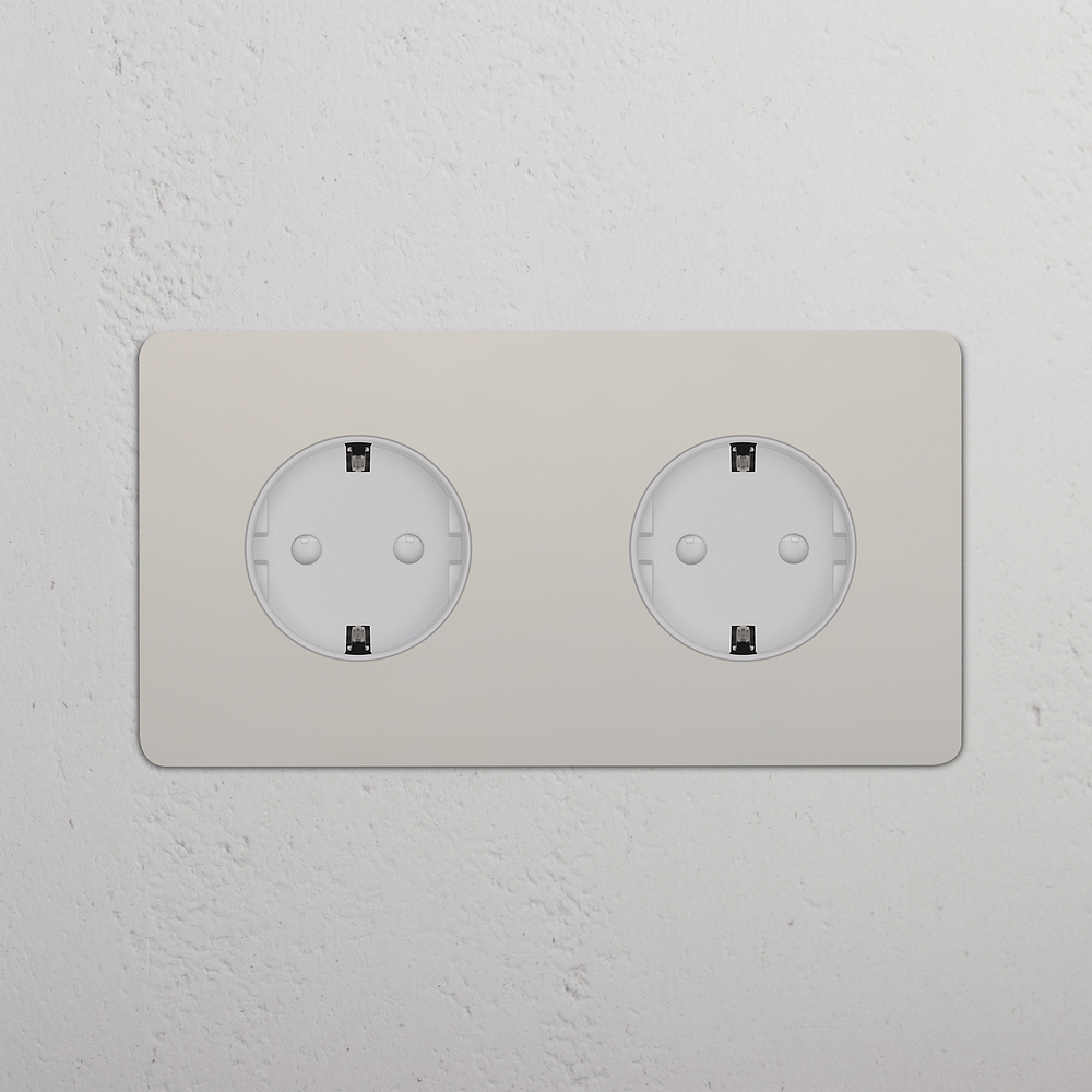 Kew Presa Schuko Tipo F Doppia 2x - Nichel lucido | Bianco
