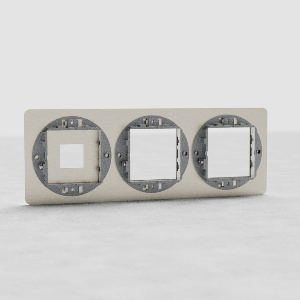 Kew Triple 1x Keystone & 2x 45mm Module Plate – Satin Nickel