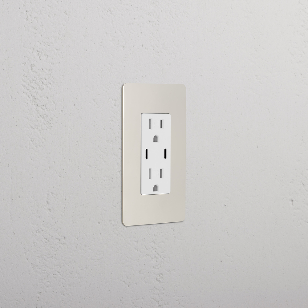 Kew 1G 15A USB Outlet - Polished Nickel White