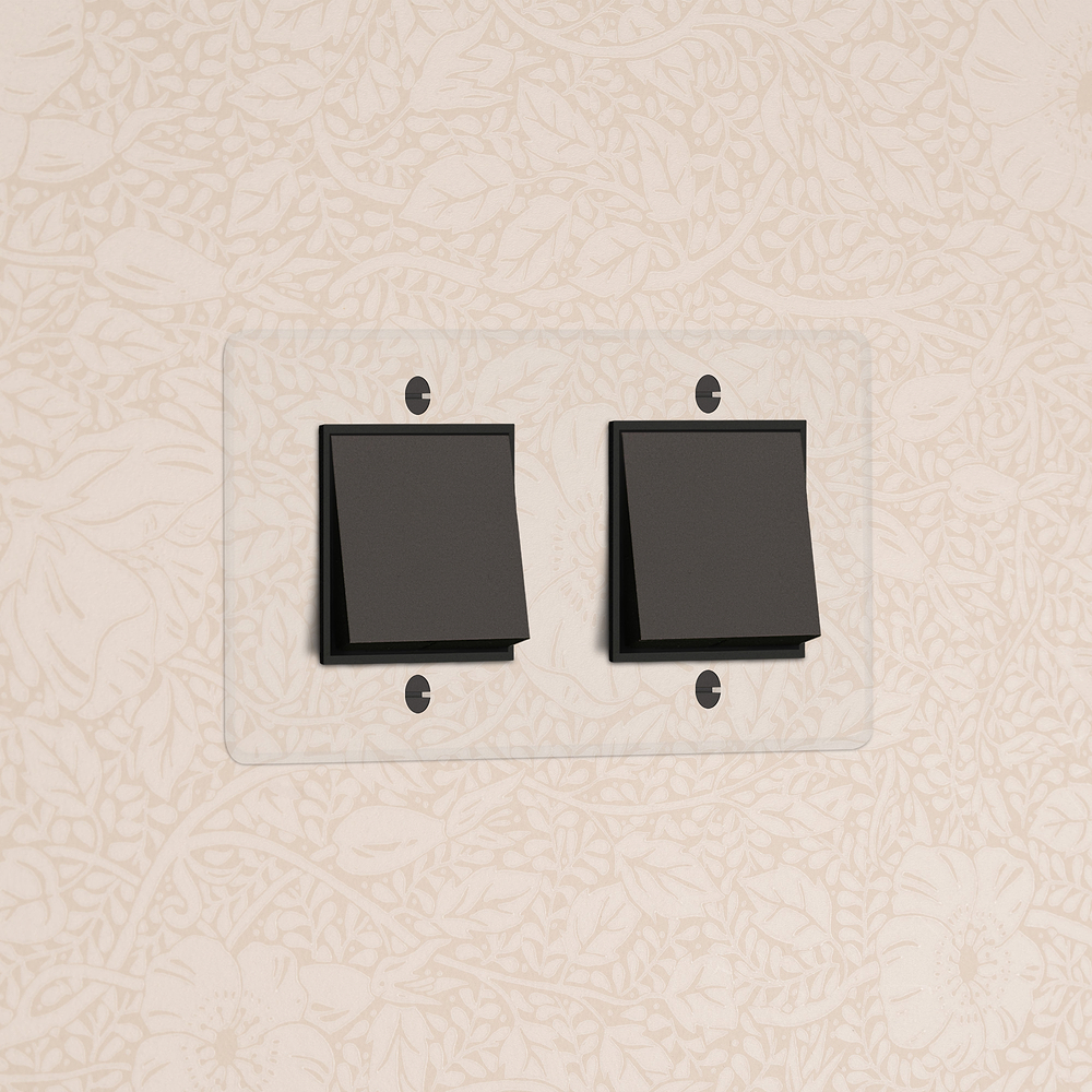 Kew Interrupteur Carré x2 (Plaque Double) – Bronze à Transparence | Noir