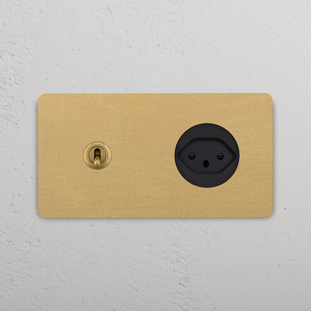 Grove Double Toggle & Swiss Type J Socket - Antique Brass | Black