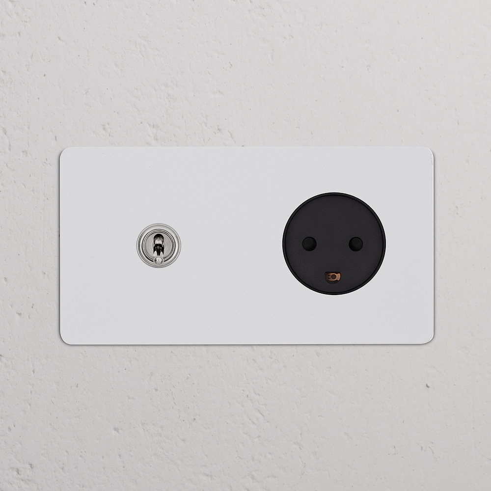 Kew Double Toggle & Danish Type K Socket - Paintable Polished Nickel | Black
