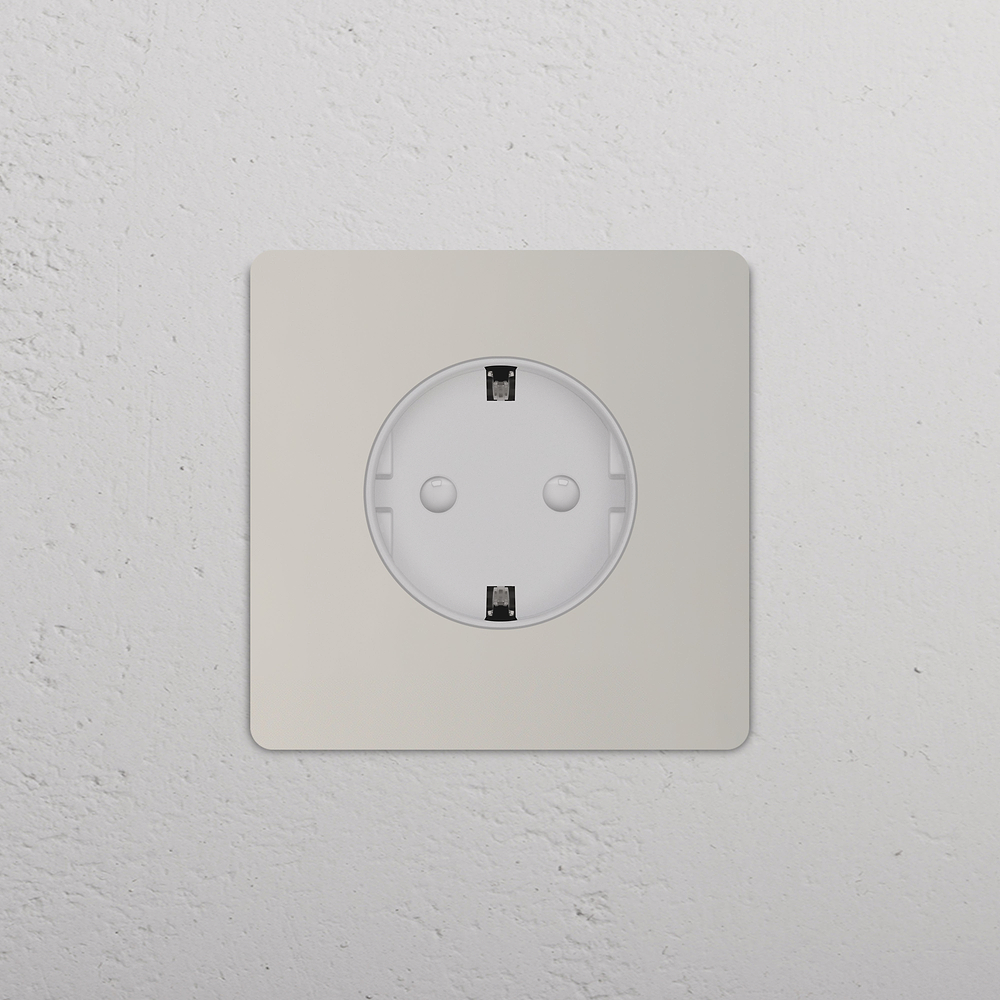 Grove Single Schuko Type F Socket - Polished Nickel | White