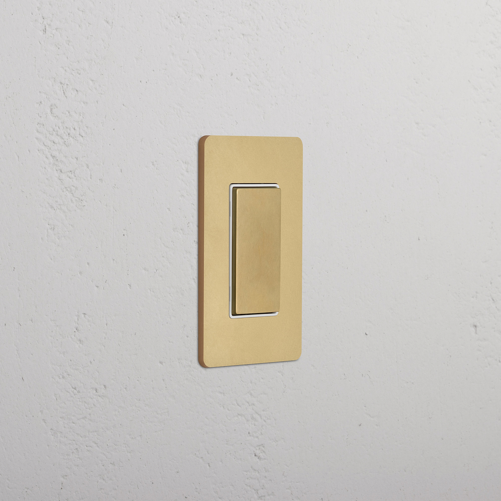 Grove 1G Center Retractive Rocker Switch - Antique Brass White
