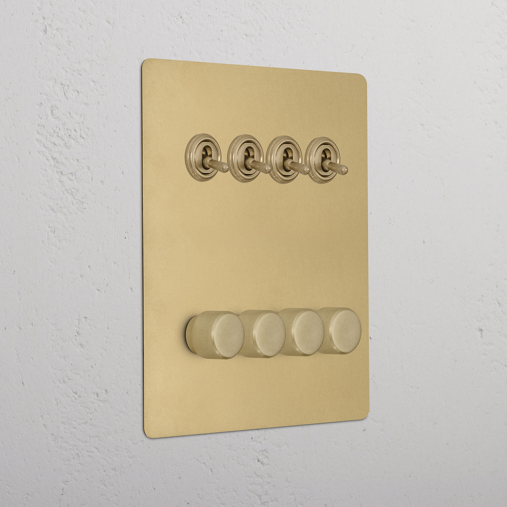 8G 4x Toggle Switch & 4x Dimmer Switch - Antique Brass