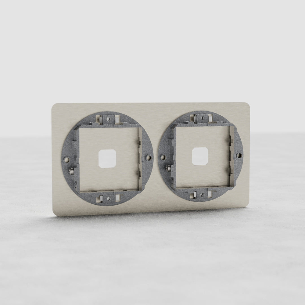 Kew Plaque Insert Interrupteur x2 (Double) – Nickel Satiné