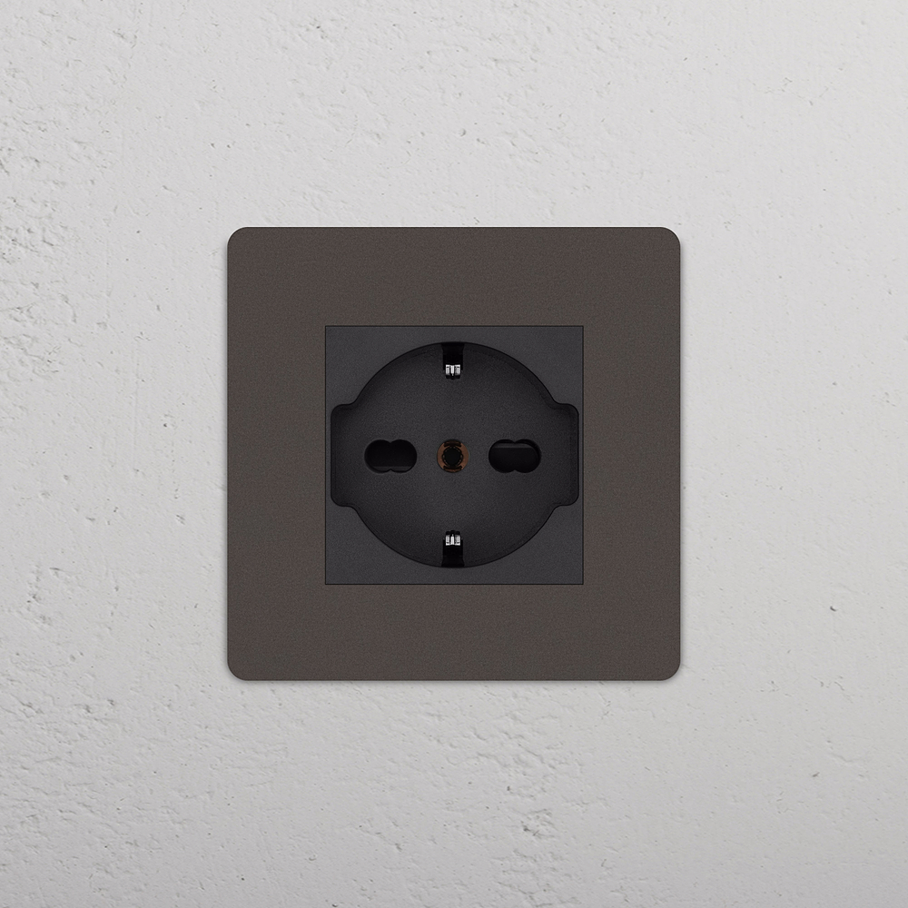 Grove Single Schuko/Bipasso Socket - Bronze | Black