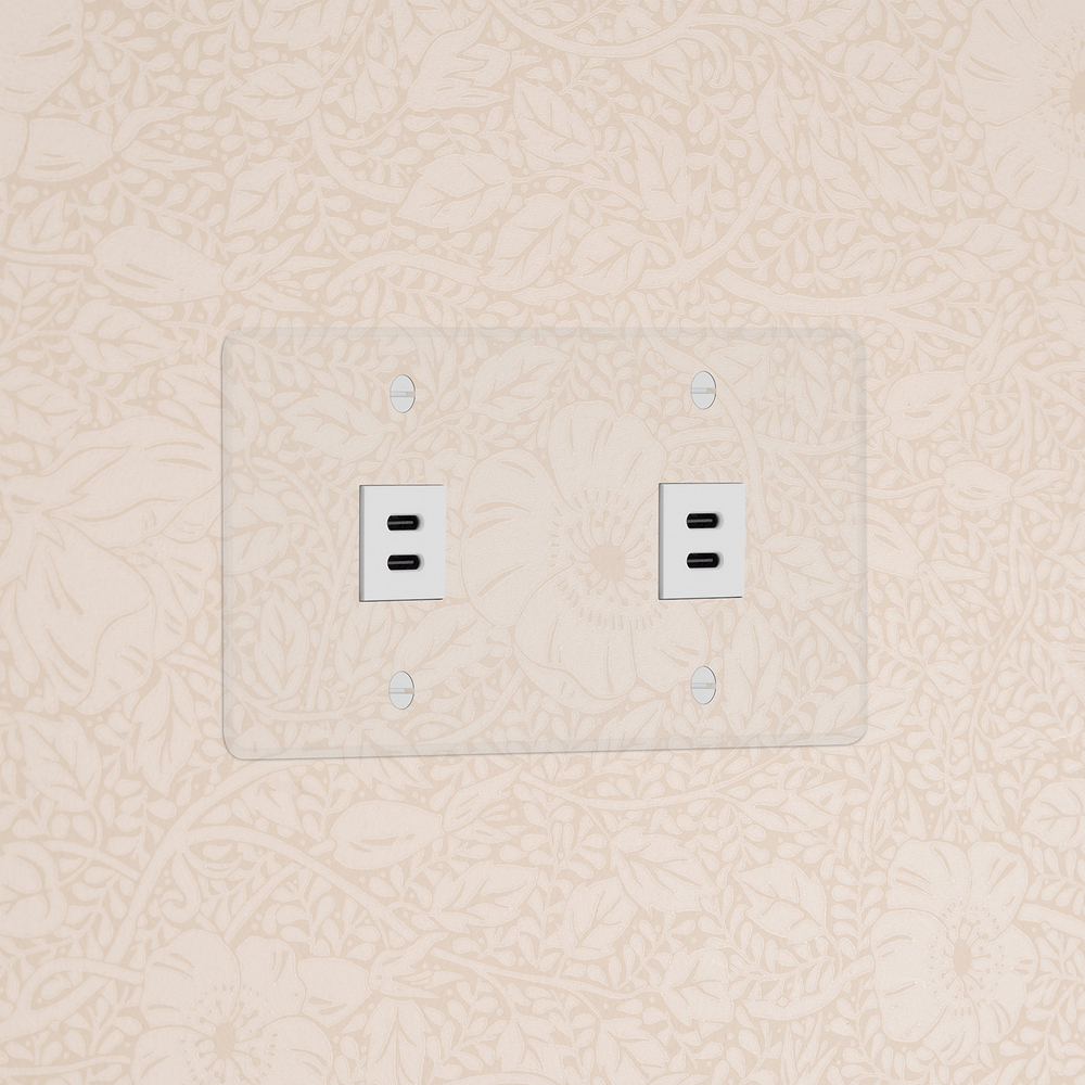 Kew Presa USB-C 30W Doppia 2x – Trasparente | Bianco