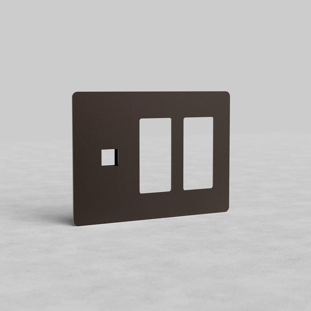 Kew 3G 2x Outlet & Keystone Plate - Bronze