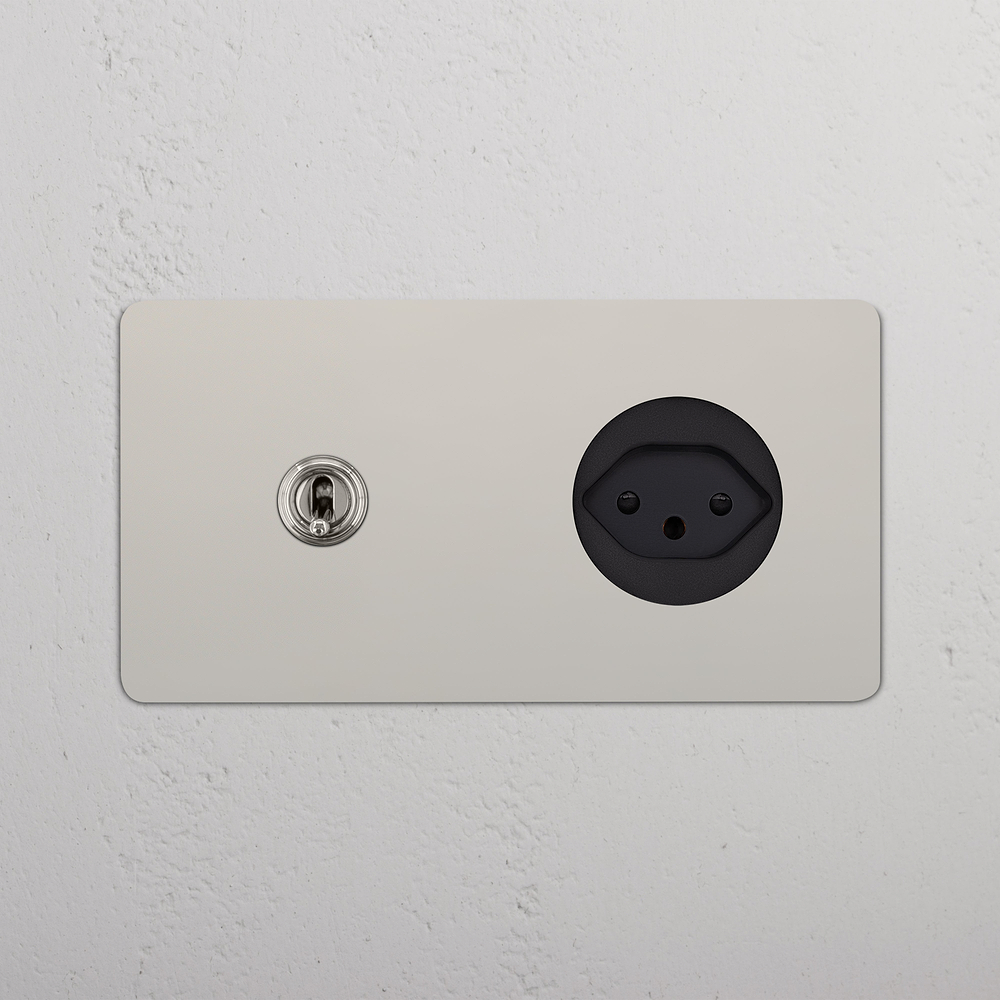 Kew Double Toggle & Swiss Type J Socket - Polished Nickel | Black