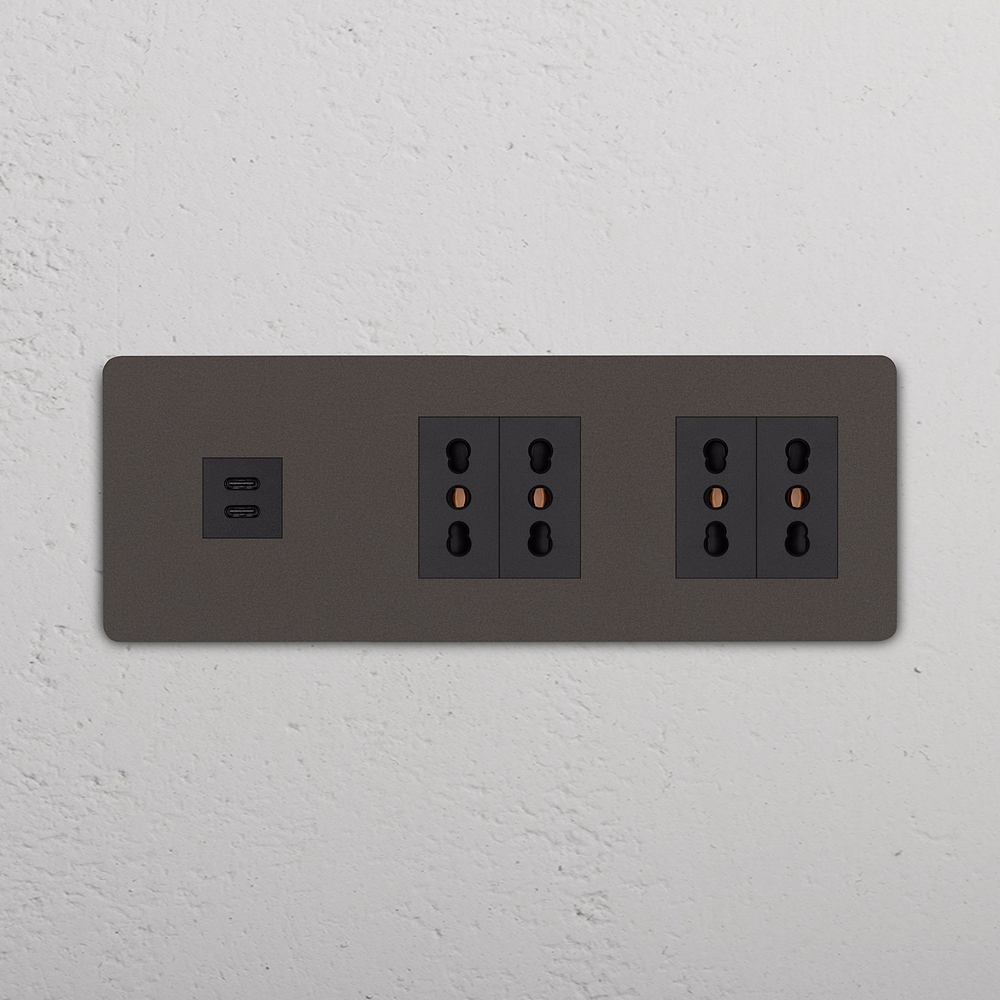 Grove Triple USB-C 30W & 4x Bipasso Socket - Bronze | Black