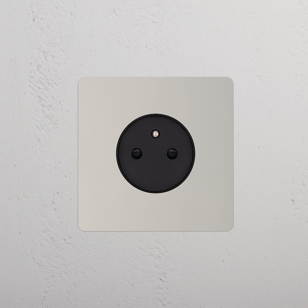 Kew Single French/Belgian Type E Socket - Polished Nickel | Black