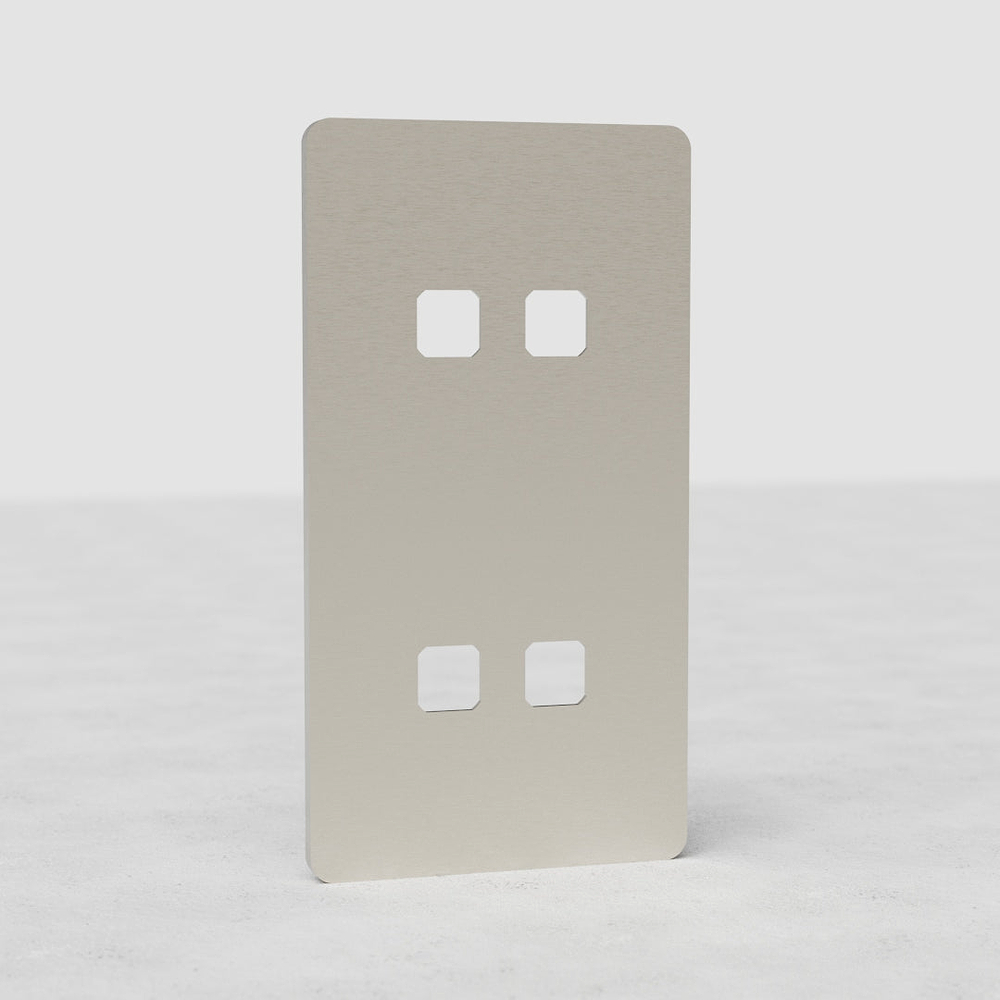 Grove Double 4x Vertical Switch Plate – Satin Nickel