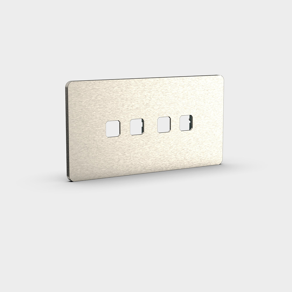 Grove 4-Modul-Schalterrahmen (4x) – Satinnickel