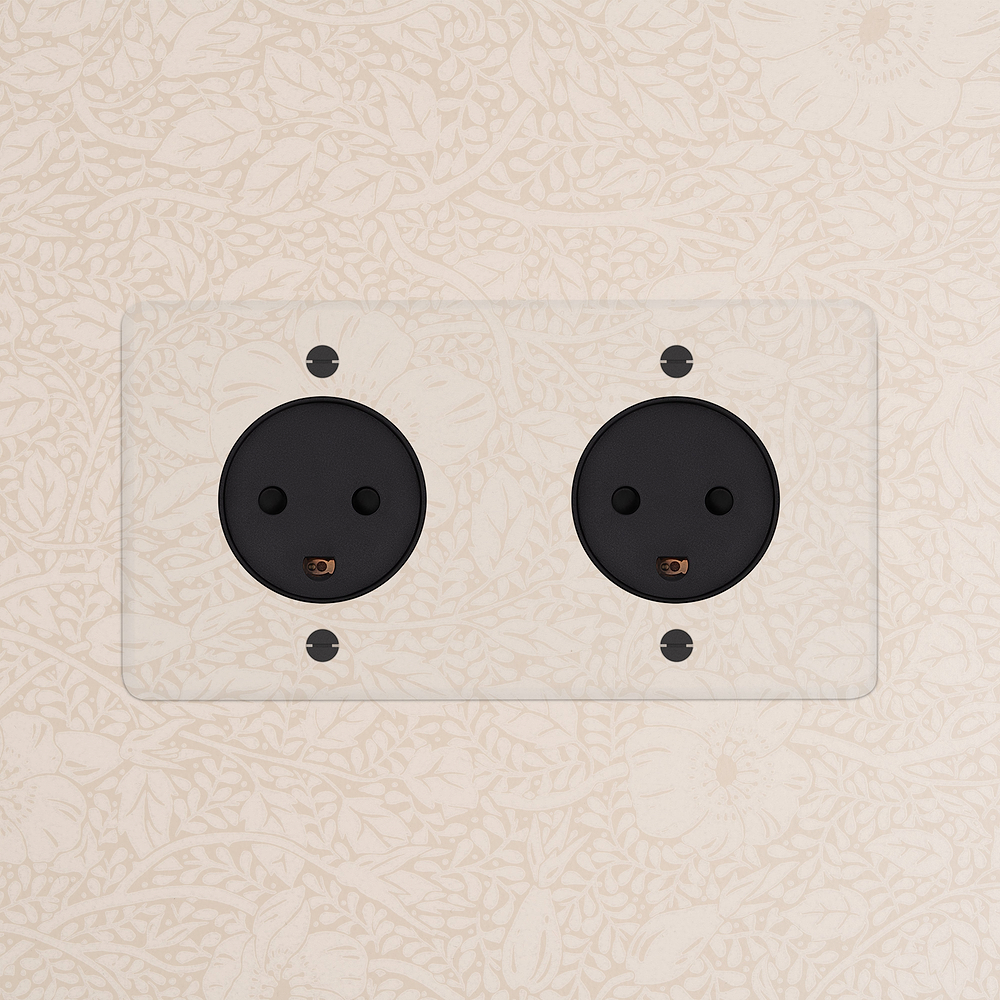 Kew Double 2x Danish Type K Socket - Clear | Black