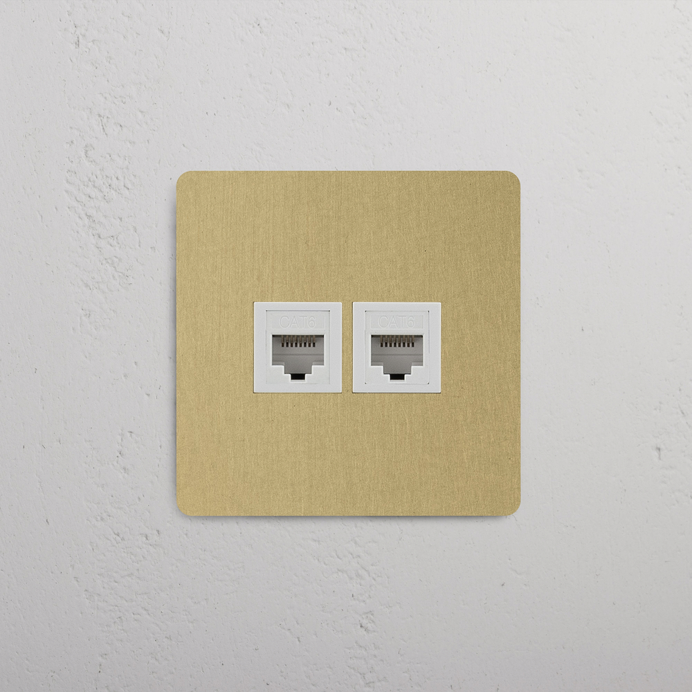 Kew Tomada RJ45 de duas vias individual - Latão Antigo | Branco