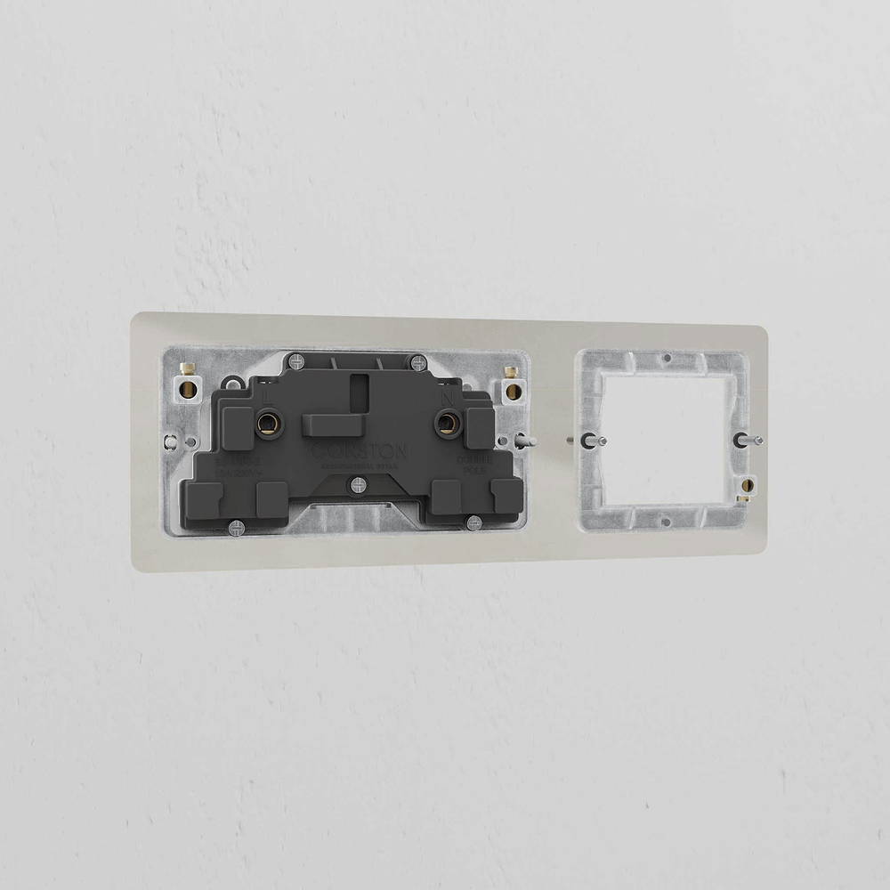 50mm Module & Double Socket Plate - Polished Nickel | Black