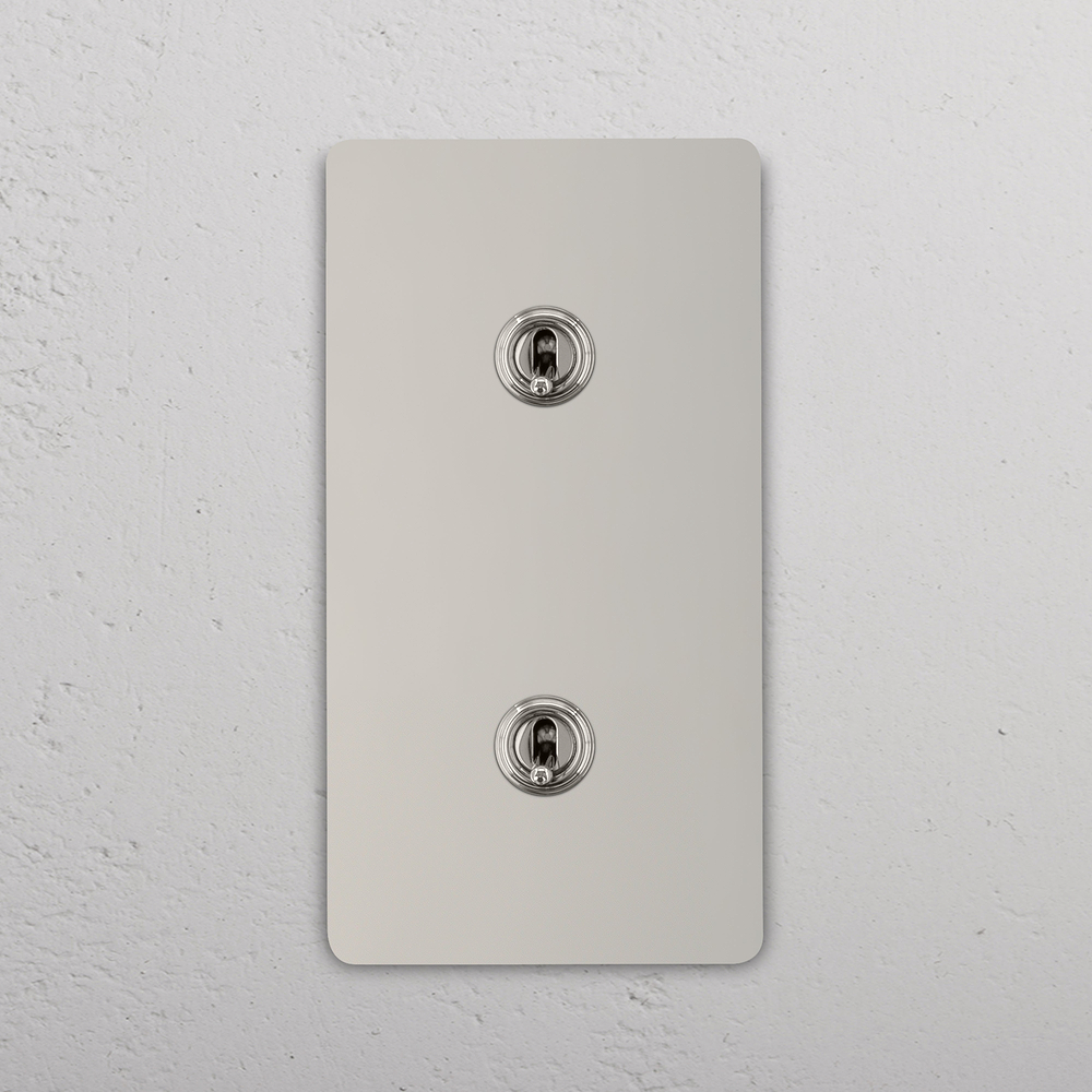 Grove Double 2x Vertical Toggle Switch - Polished Nickel