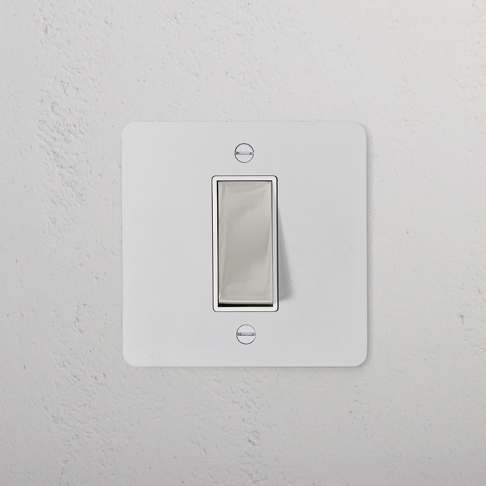 1G Two Way Rocker Switch - Paintable Polished Nickel | White
