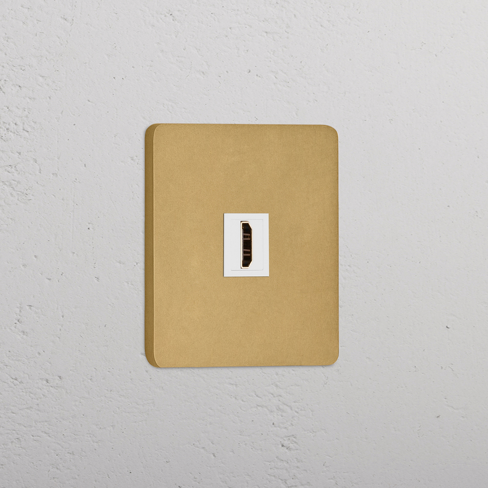 Grove Single HDMI Socket - Antique Brass | White