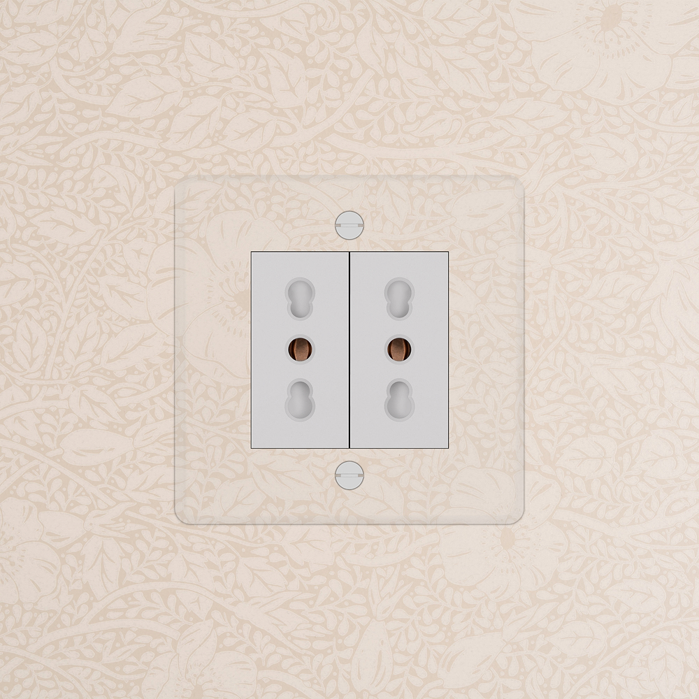 Kew Enkele 2x Bipasso stopcontact – Doorzichtig | Wit