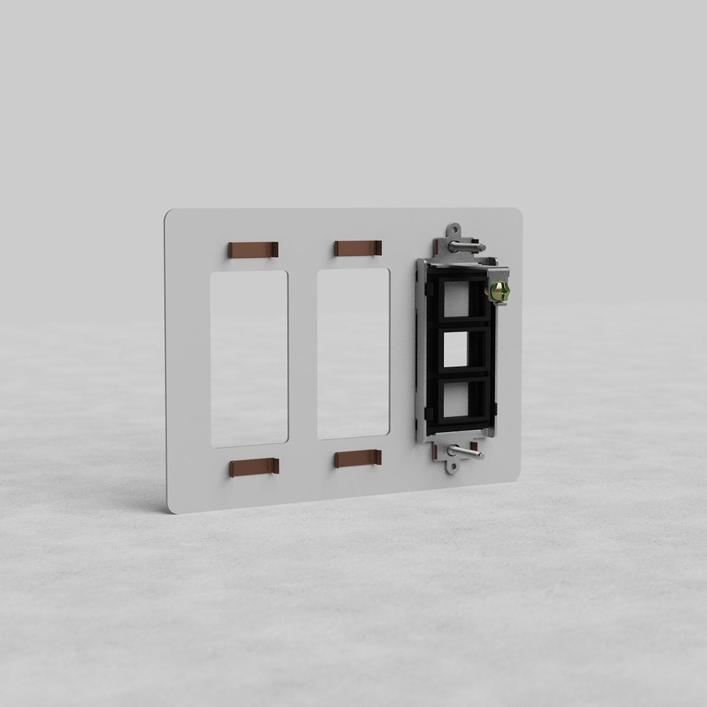 Kew 3G 2x Outlet & Keystone Plate - Paintable