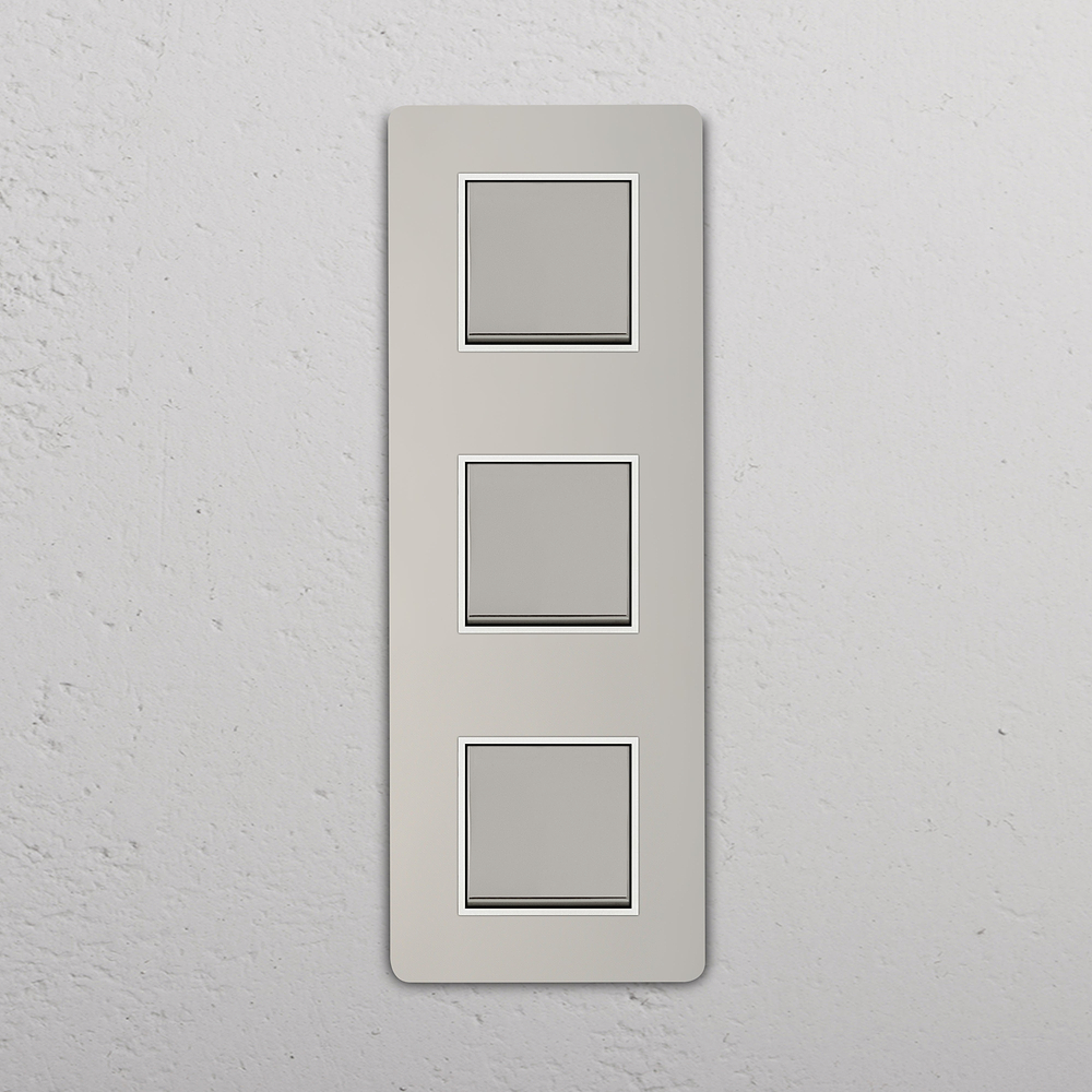 Grove Triple 3x Vertical Rocker Switch - Polished Nickel | White