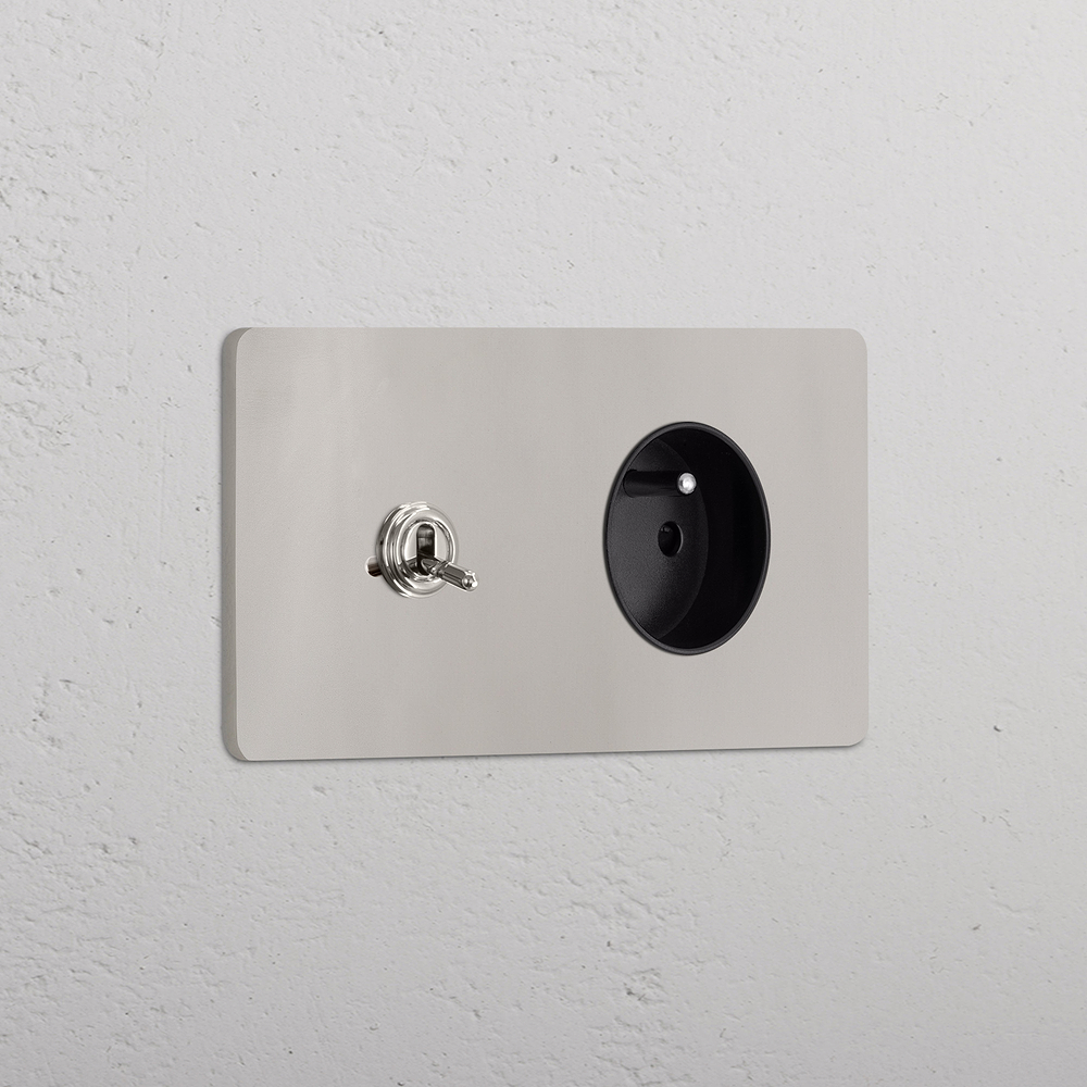 Grove Double Toggle & French/Belgian Type E Socket - Polished Nickel | Black