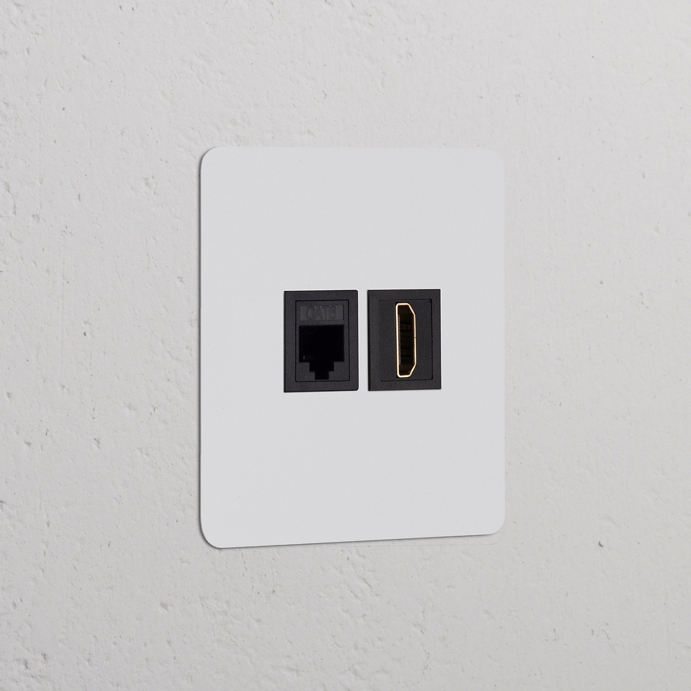 Kew Enkele RJ45 en HDMI voedingsmodule – Beschilderbaar | Zwart