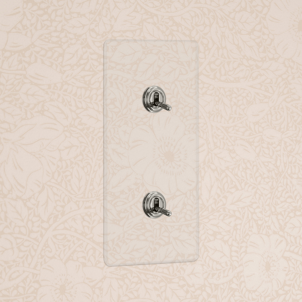Kew Interrupteur à Levier Vertical x2 (Plaque Double) – Nickel Poli à Transparence