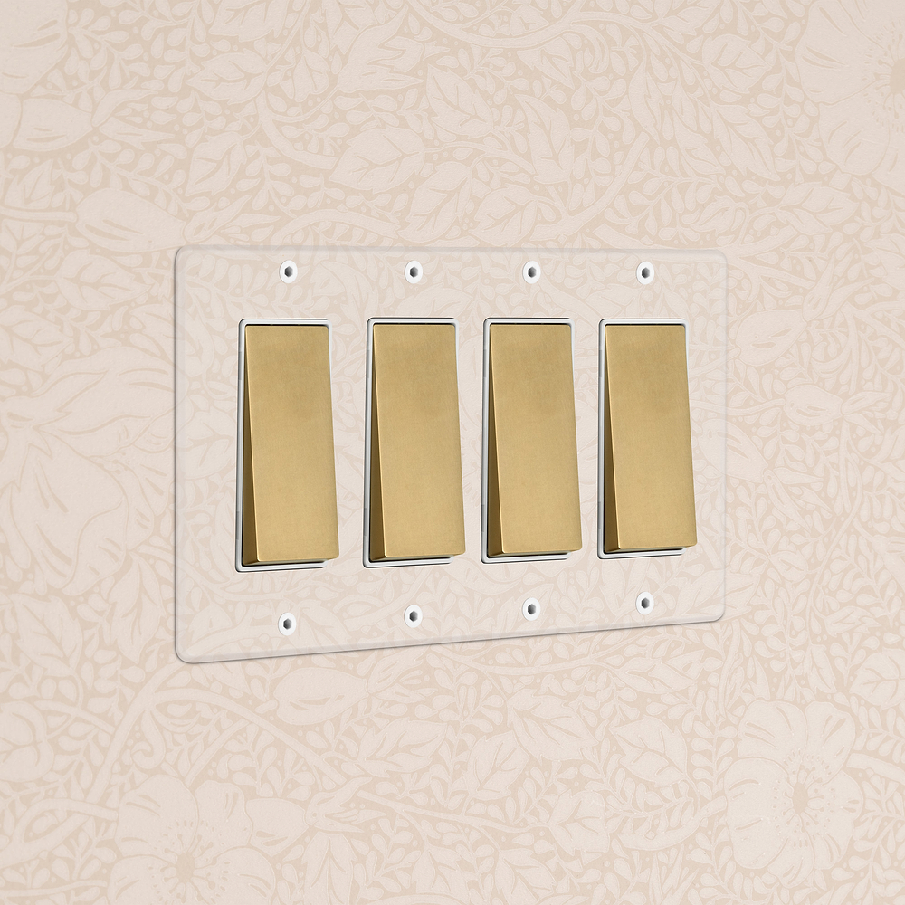 Kew 4G Rocker Switch - Clear Antique Brass White