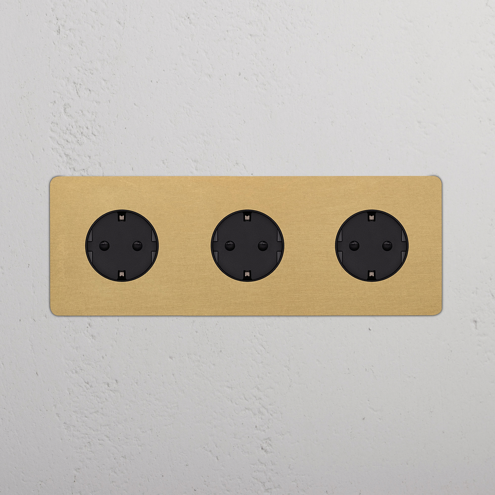 Kew Presa Schuko Tipo F Tripla 3x - Ottone antico | Nero