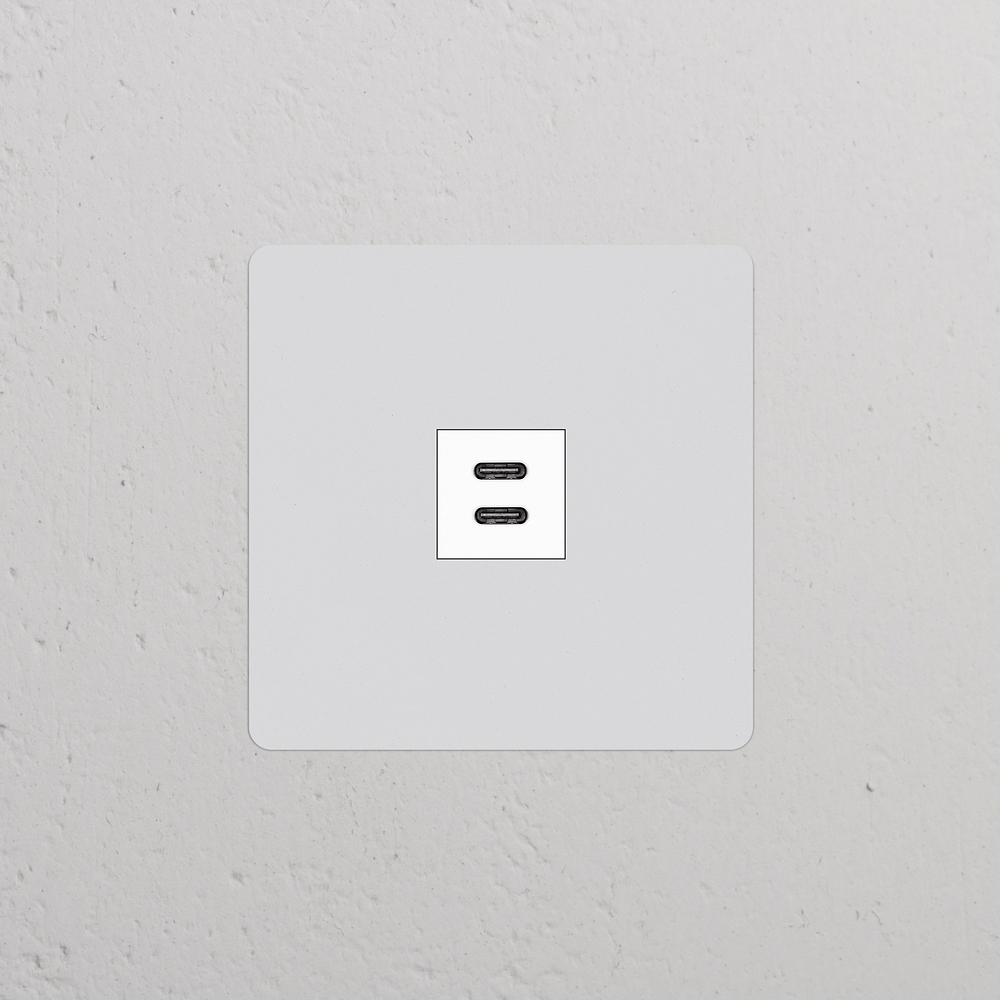 Kew Prise USB-C 30 W (Plaque Simple) – Peignable | Blanc