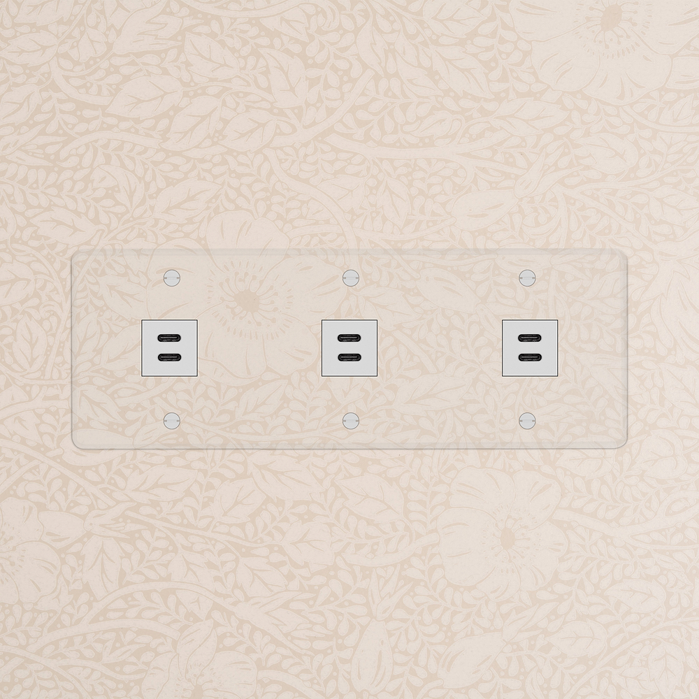 Kew Tomada USB-C 30 W de três vias tripla – Transparente | Branco