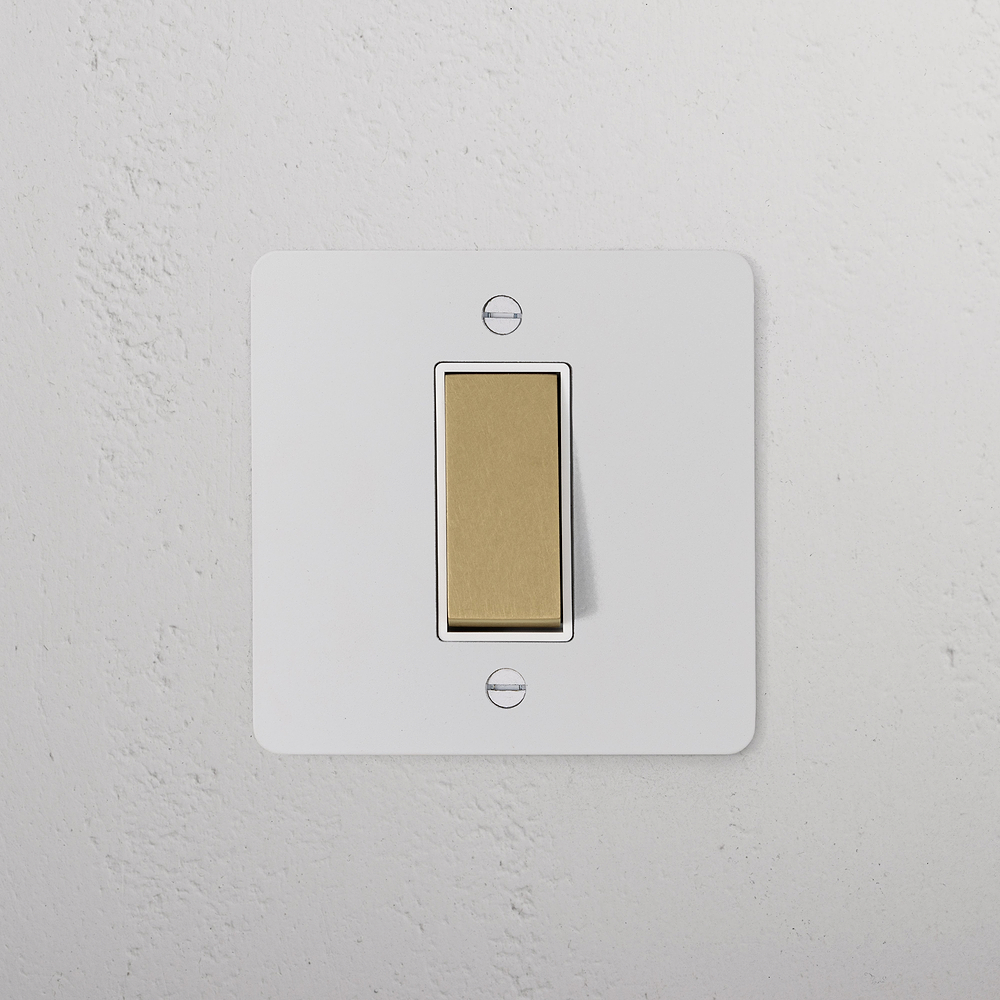 1G Double Pole Rocker Switch - Paintable Antique Brass | White