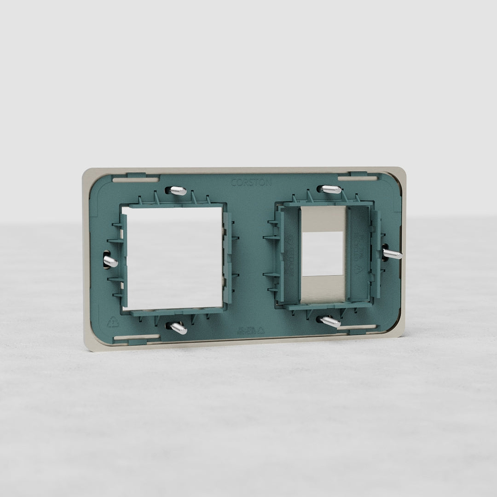 Grove Double 45mm & Keystone Module Plate – Satin Nickel