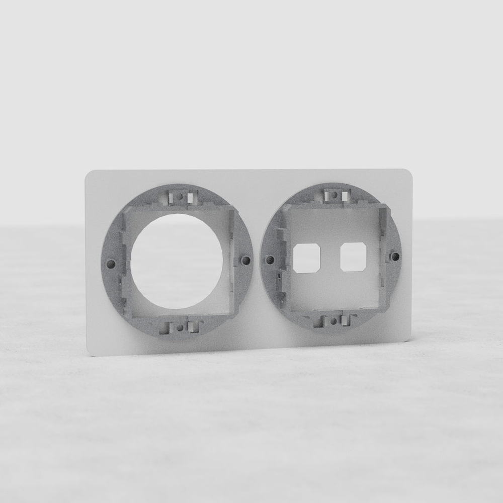 Kew Placca doppia 2x interruttori e 1x presa - Pitturabile