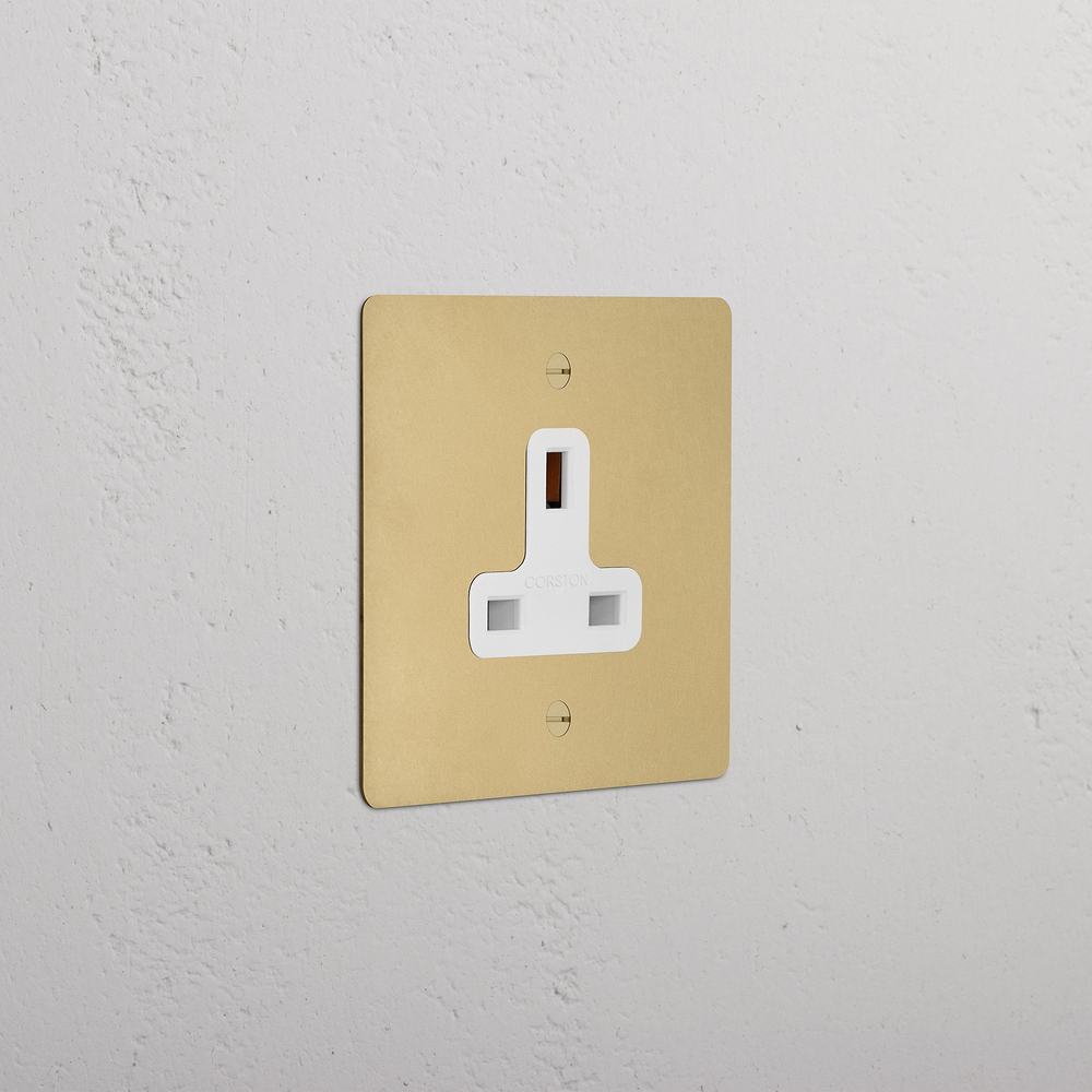 Single 13A Unswitched Socket - Antique Brass | White