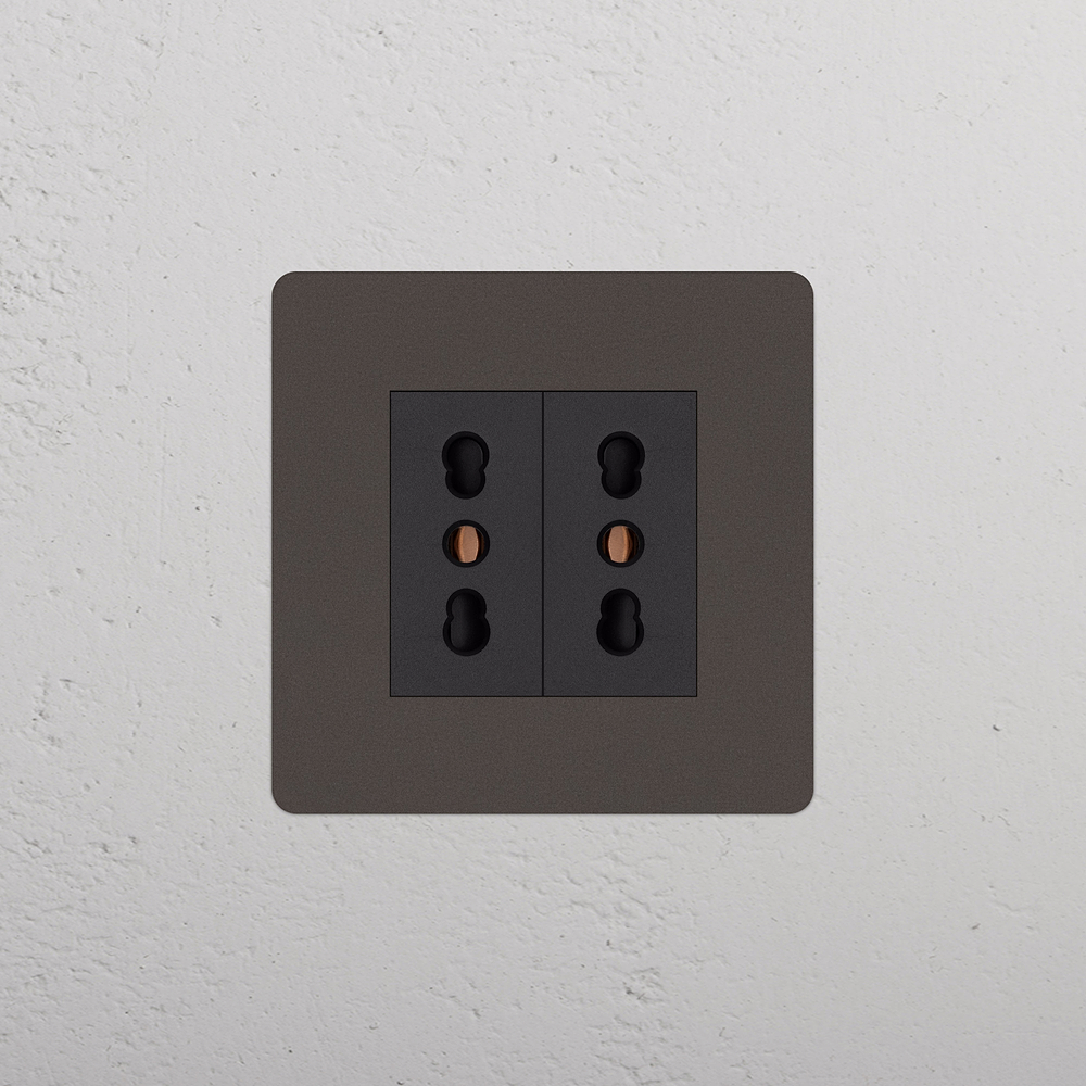 Kew Single 2x Bipasso Socket - Bronze | Black