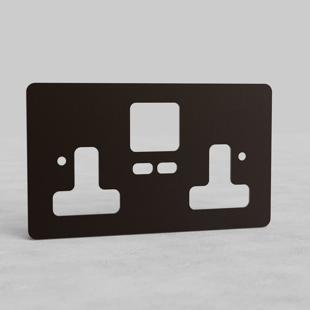 2G 13A UK Socket USB C+C Front Plate – Bronze