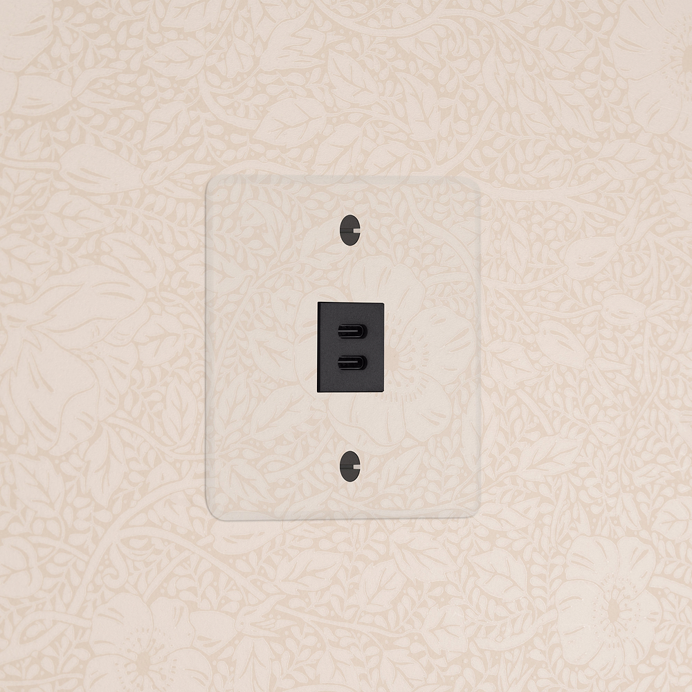 Kew USB-C-Anschluss (30 W) 1x in Einfachrahmen – Transparent | Schwarz