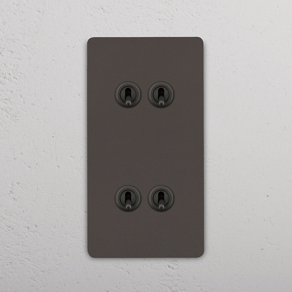 Grove Double 4x Vertical Toggle Switch - Bronze